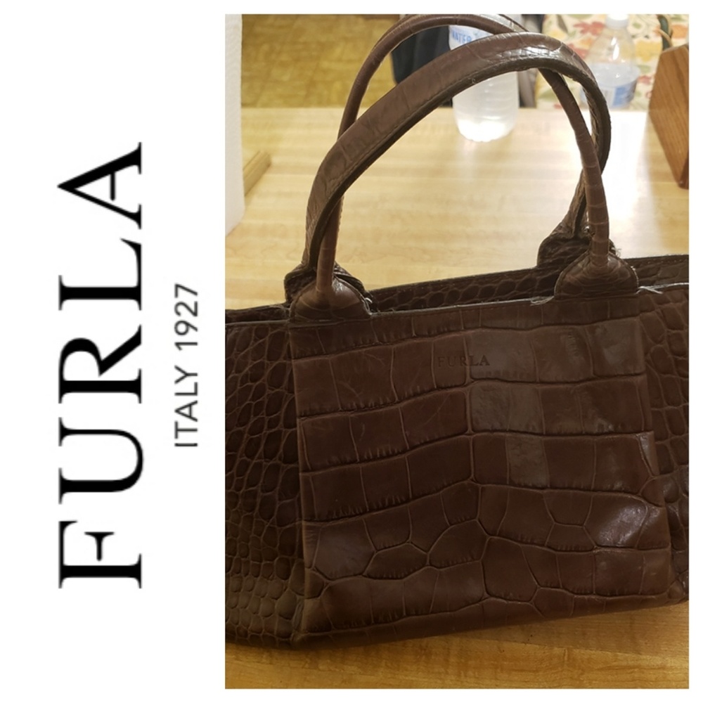 Furla, Geniune, Brwn Leather Croc, Exc. Condition